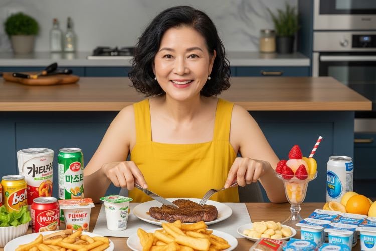 (Ilustrasi seseorang mengonsumsi makanan pemicu nyeri sendi, Sumber: AI Google Gemini)