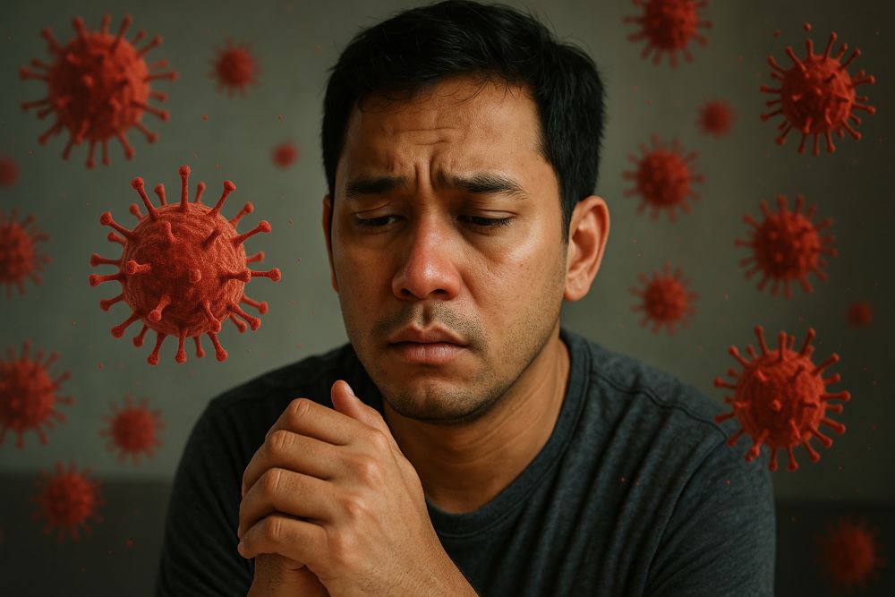 Pria Dikelilingi Virus Flu Tulang